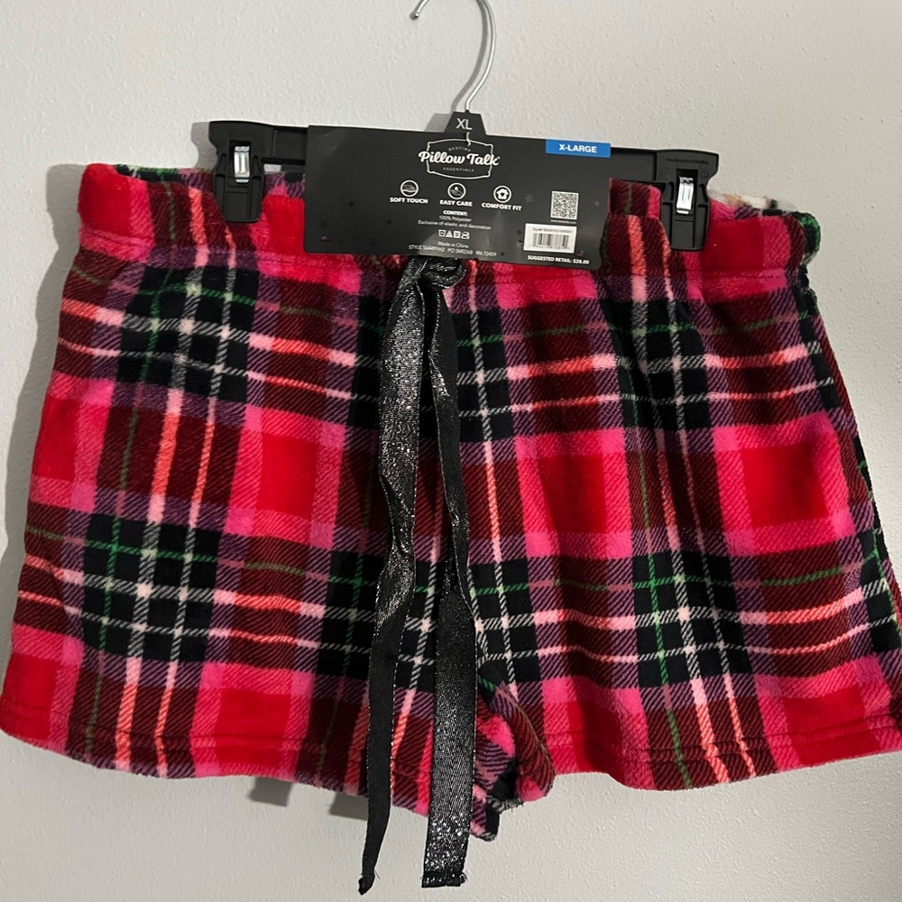 Women's Plaid Pajama Shorts - Red and Black